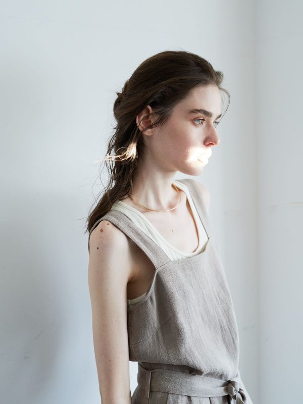 Solene Linen Midi Dress in Sand — AURELLE