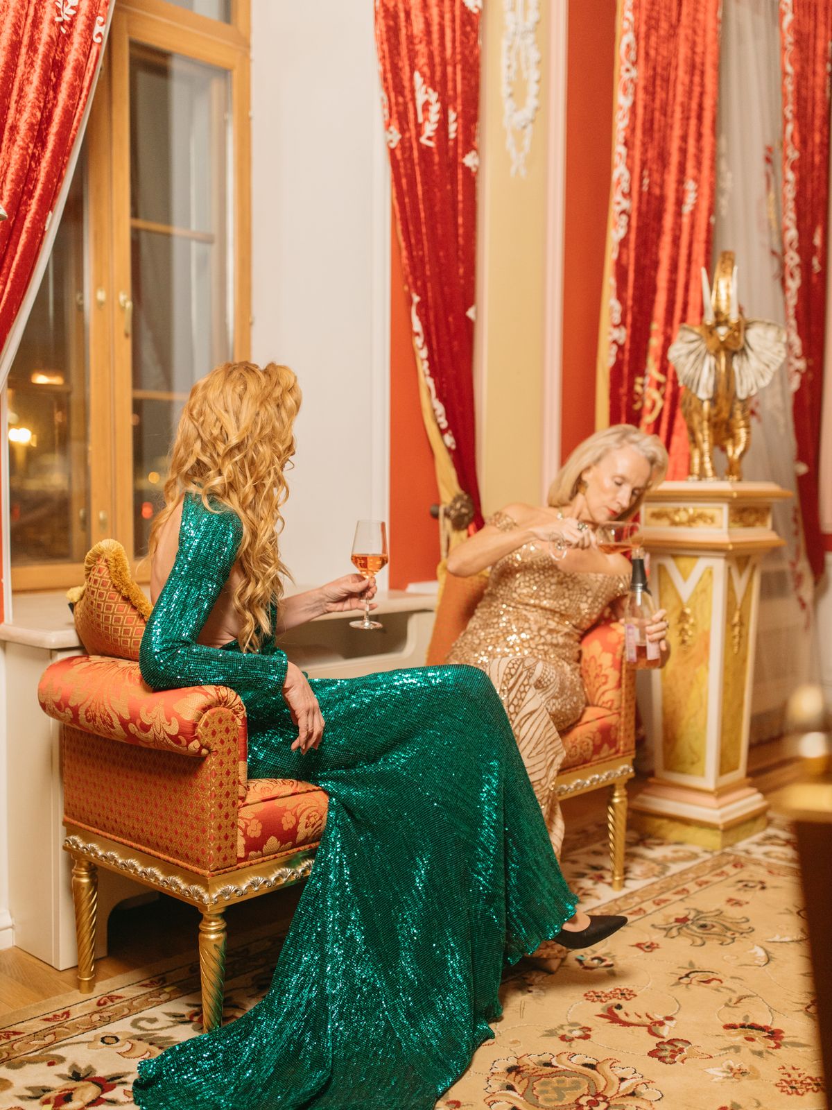 Seraphine Sequin Gown in Emerald — AURELLE