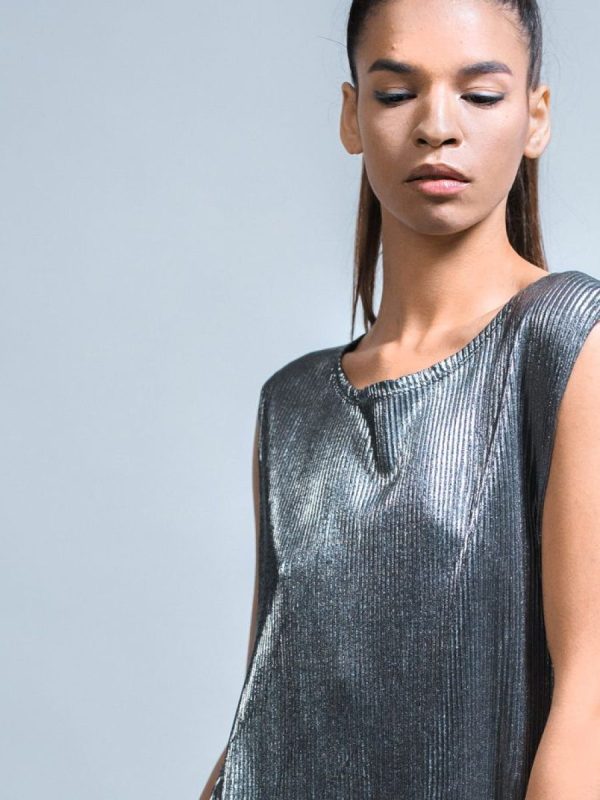 Aurore Draped Satin Gown in Pewter — AURELLE, detail