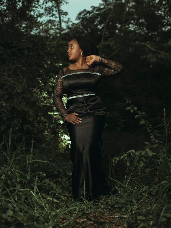 Noemie Silk Gown in Noir — AURELLE