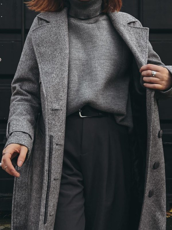 Mireille Wool Overcoat in Grey Melange — AURELLE
