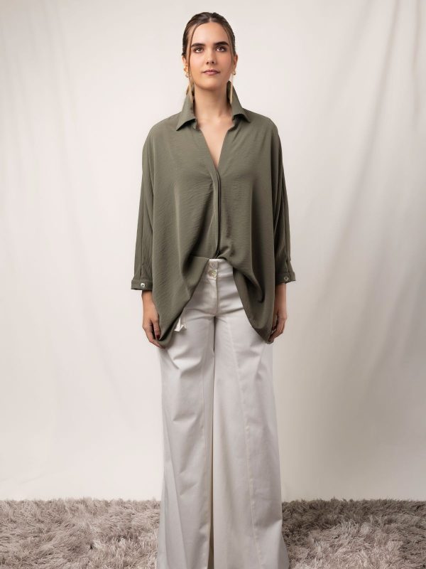 Agnes Pleated Trousers in Slate — AURELLE