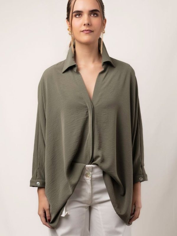 Agnes Pleated Trousers in Slate — AURELLE, detail